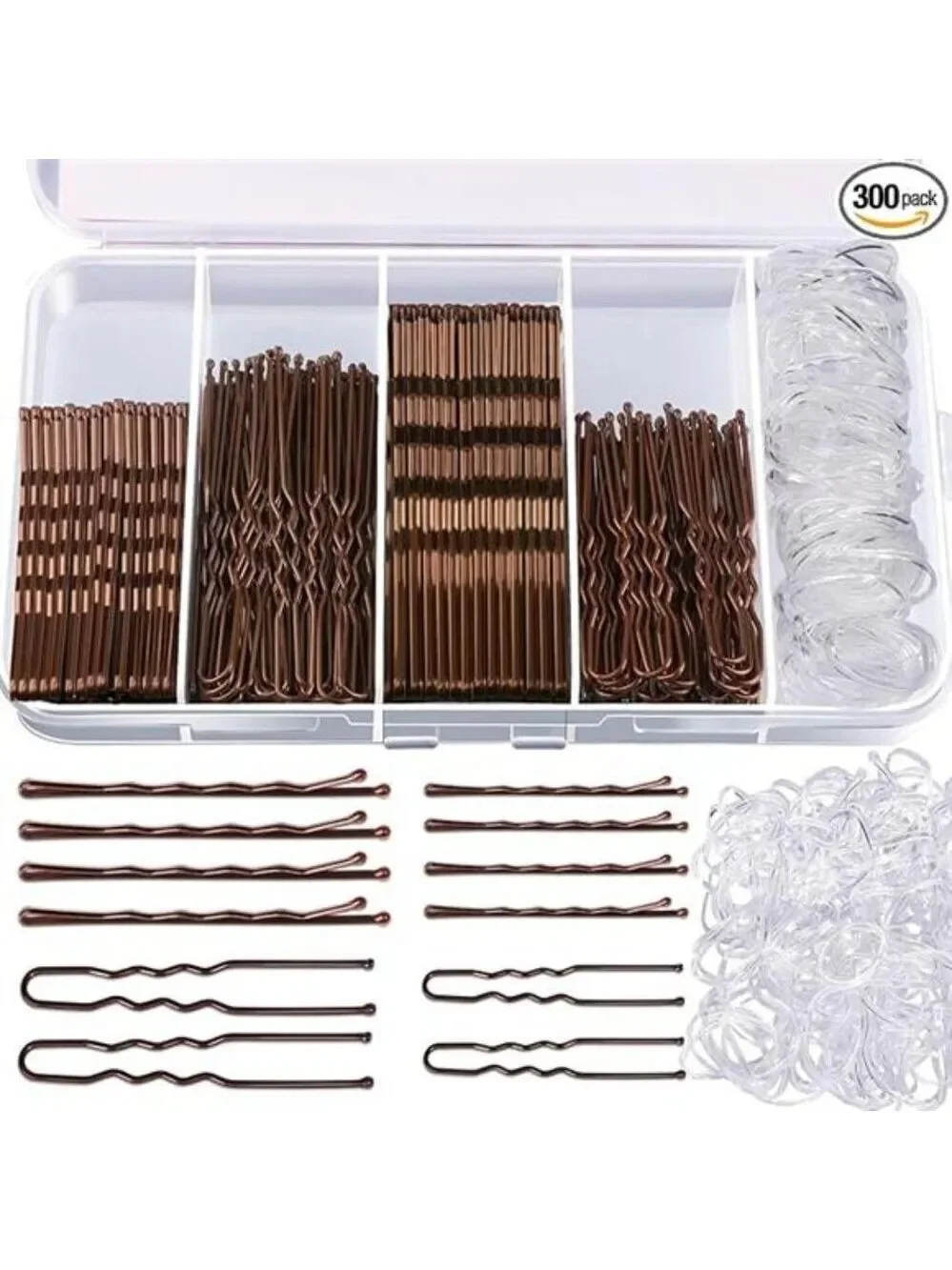 Bobby pins hair pins kit 300pcs brown clear bun pins hair bands for women